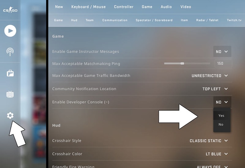 How to enable the CSGO developer console